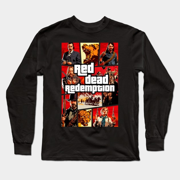 Red Theft Redemption Long Sleeve T-Shirt by Signal Fan Lab